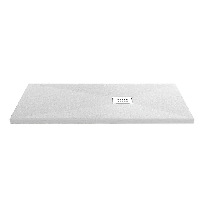 Imperia 1000 x 700mm White Slate Effect Rectangular Shower Tray + White Waste