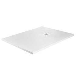 Imperia 1000 x 700mm White Slate Effect Rectangular Shower Tray + White Waste
