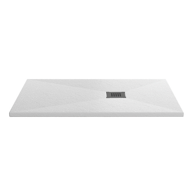 Imperia 1000 x 800mm White Slate Effect Rectangular Shower Tray + Graphite Waste