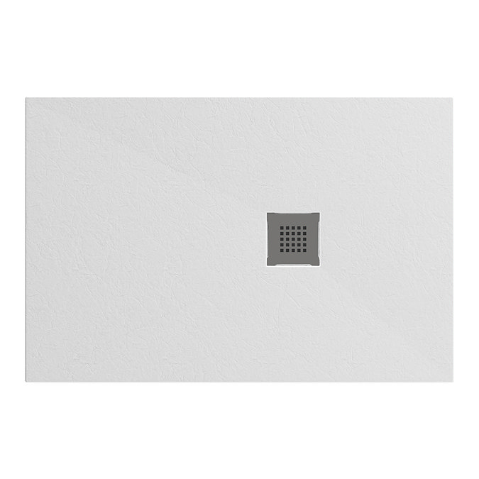 Imperia 1200 x 800mm White Slate Effect Rectangular Shower Tray + Graphite Waste