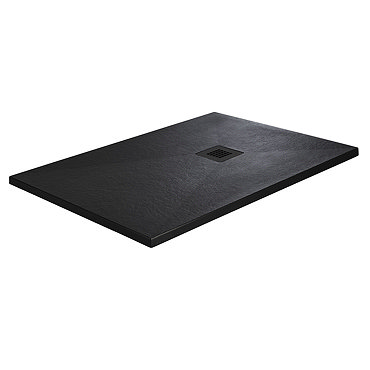 Imperia 1200 x 800mm Black Slate Effect Rectangular Shower Tray + Black Waste  Profile Large Image