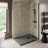 Imperia 1200 x 900mm Graphite Slate Effect Rectangular Shower Tray with Black Waste