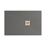Imperia 1200 x 900mm Graphite Slate Effect Rectangular Shower Tray + Brushed Brass Waste