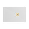 Imperia 1200 x 900mm White Slate Effect Rectangular Shower Tray + Brushed Brass Waste