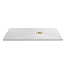 Imperia 1200 x 900mm White Slate Effect Rectangular Shower Tray + Brushed Brass Waste