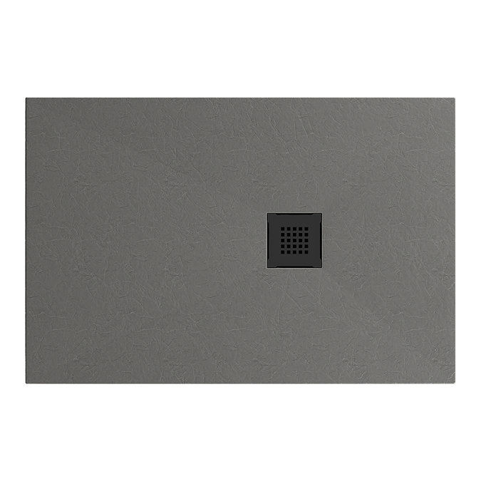 Imperia 1400 x 900mm Graphite Slate Effect Rectangular Shower Tray with Black Waste