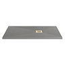 Imperia 1400 x 900mm Graphite Slate Effect Rectangular Shower Tray + Brushed Brass Waste