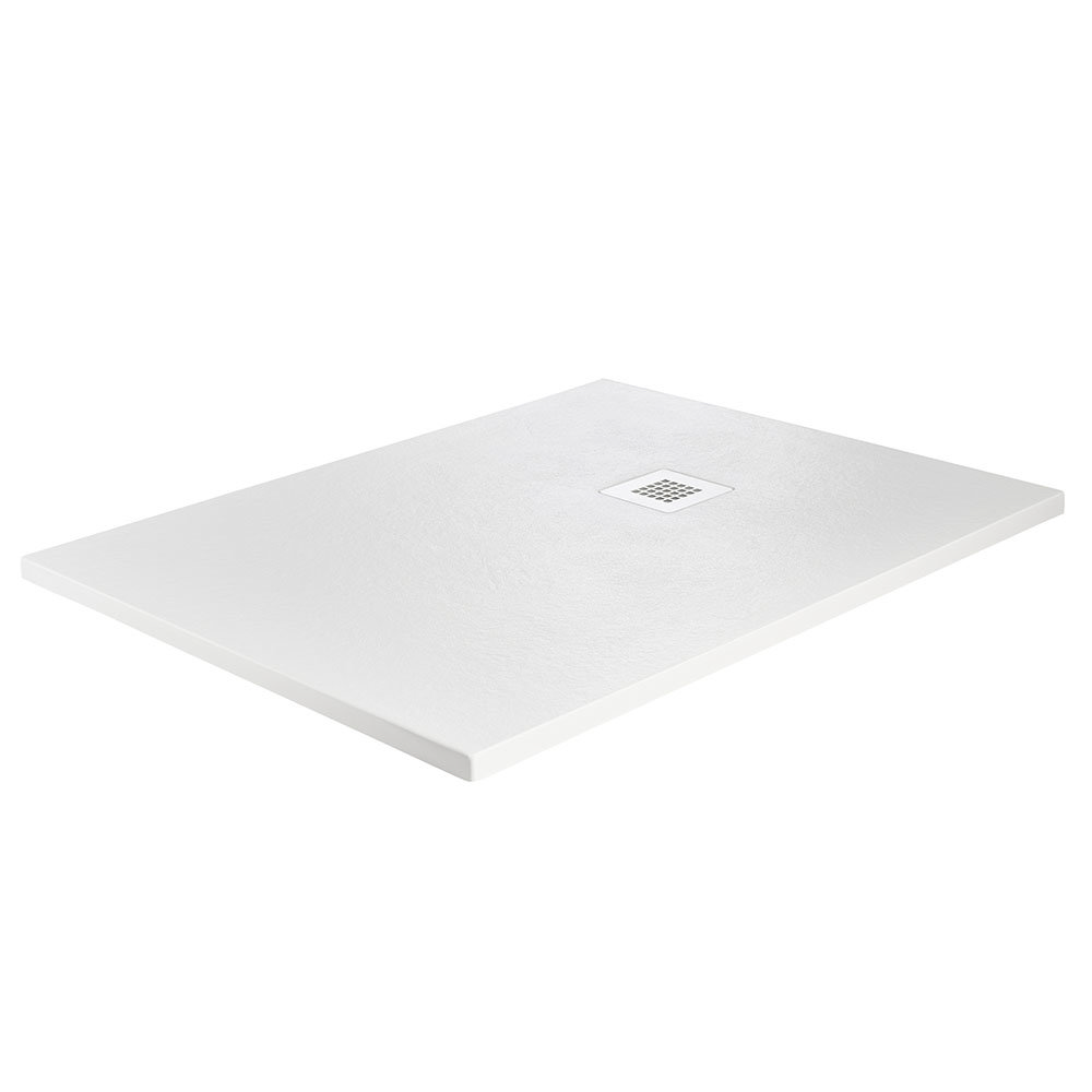 Imperia 1400 x 900mm White Slate Effect Rectangular Shower Tray + White ...