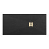 Imperia 1600 x 800mm Black Slate Effect Rectangular Shower Tray + Brushed Brass Waste