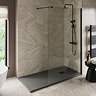Imperia 1600 x 800mm Graphite Slate Effect Rectangular Shower Tray + Black Waste