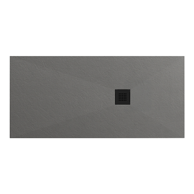 Imperia 1600 x 900mm Graphite Slate Effect Rectangular Shower Tray + Black Waste