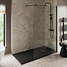 Imperia 1700 x 700mm Black Slate Effect Rectangular Shower Tray + Graphite Waste