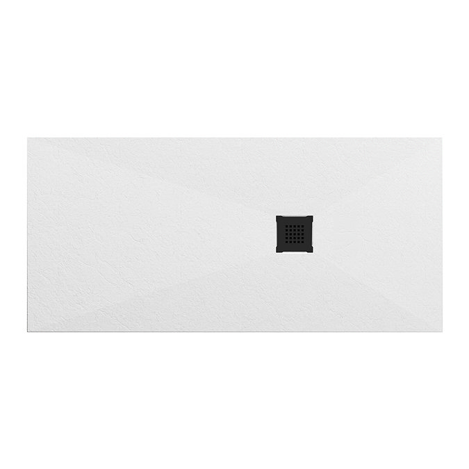 Imperia 1700 x 700mm White Slate Effect Rectangular Shower Tray + Black Waste