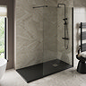 Imperia 1700 x 700mm Black Slate Effect Rectangular Shower Tray with Chrome Waste