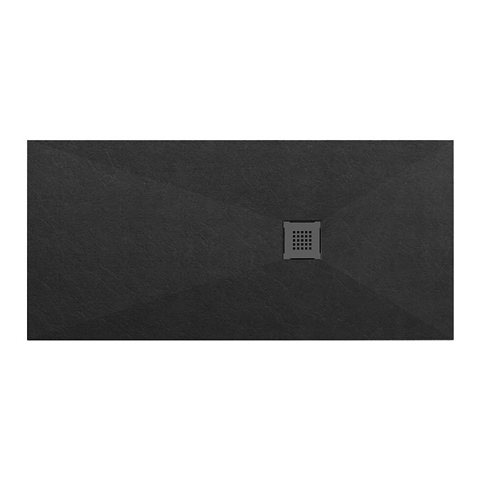 Imperia 1700 x 800mm Black Slate Effect Rectangular Shower Tray + Graphite Waste
