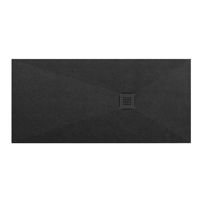Imperia 1700 x 800mm Black Slate Effect Rectangular Shower Tray + Black Waste