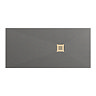 Imperia 1700 x 800mm Graphite Slate Effect Rectangular Shower Tray + Brushed Brass Waste