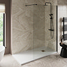 Imperia 1700 x 800mm White Slate Effect Rectangular Shower Tray + Brushed Brass Waste