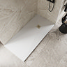 Imperia 1700 x 800mm White Slate Effect Rectangular Shower Tray + Brushed Brass Waste