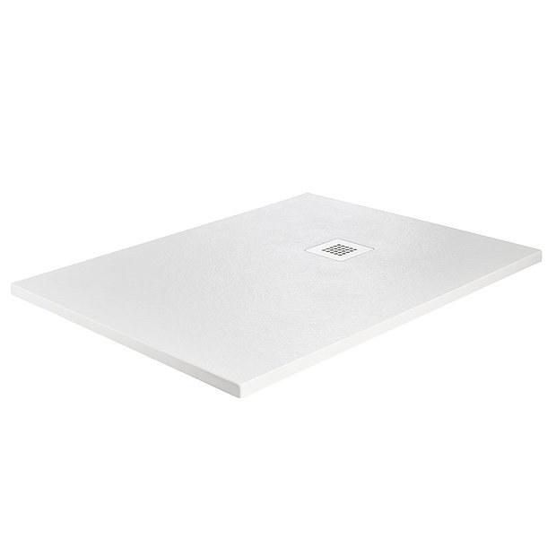 Imperia 1700 x 800mm White Slate Effect Rectangular Shower Tray + White Waste