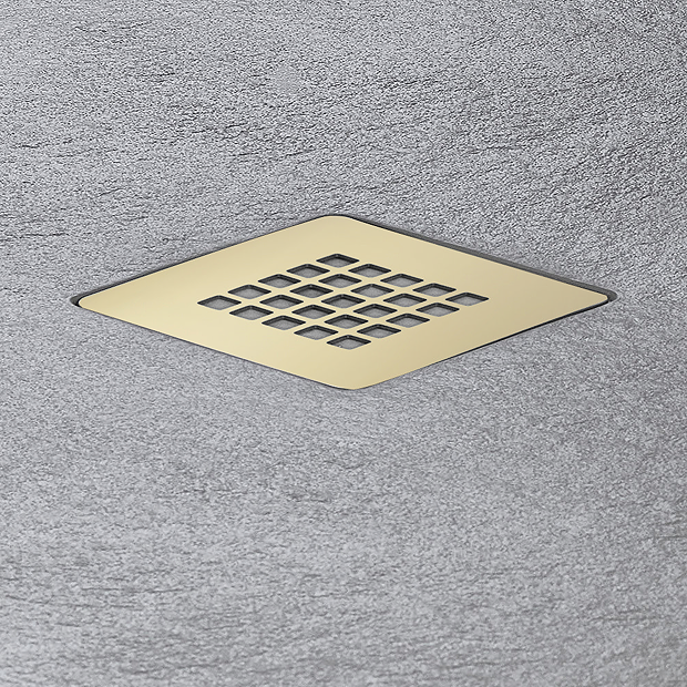 Imperia 1700 x 900mm Graphite Slate Effect Rectangular Shower Tray + Brushed Brass Waste