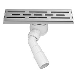Imperia 300 Brushed Chrome Linear Grid Drain Cover Wetroom Waste Kit
