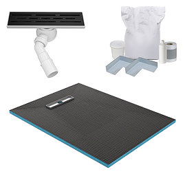 Imperia 300 Linear Wet Room Rectangular Tray Former Kit (End Waste in Matt Black)