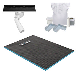 Imperia 300 Linear Wet Room Rectangular Tray Former Kit (End Waste in Matt Black)