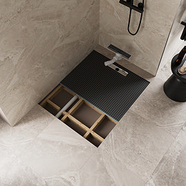 Imperia 300 Linear Wet Room Rectangular Tray Former Kit (End Waste in Matt Black)