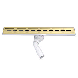 Imperia 600 Brushed Brass Linear Grid Drain Cover Wetroom Waste Kit