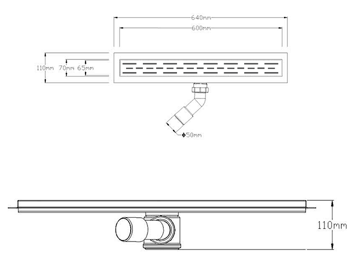 Imperia 600 Linear Wet Room Rectangular Tray Former Kit (End Waste in Brushed Brass)