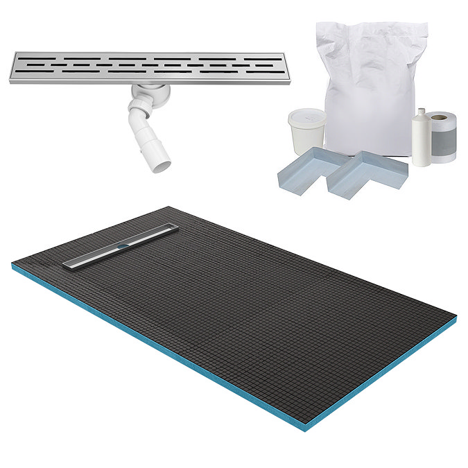 Imperia 600 Linear Wet Room Rectangular Tray Former Kit (End Waste in Chrome)