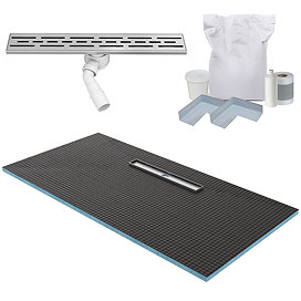 Imperia 600 Linear Wet Room Rectangular Tray Former Kit (Offset Centre Waste in Chrome) 1800 x 900 x 30mm