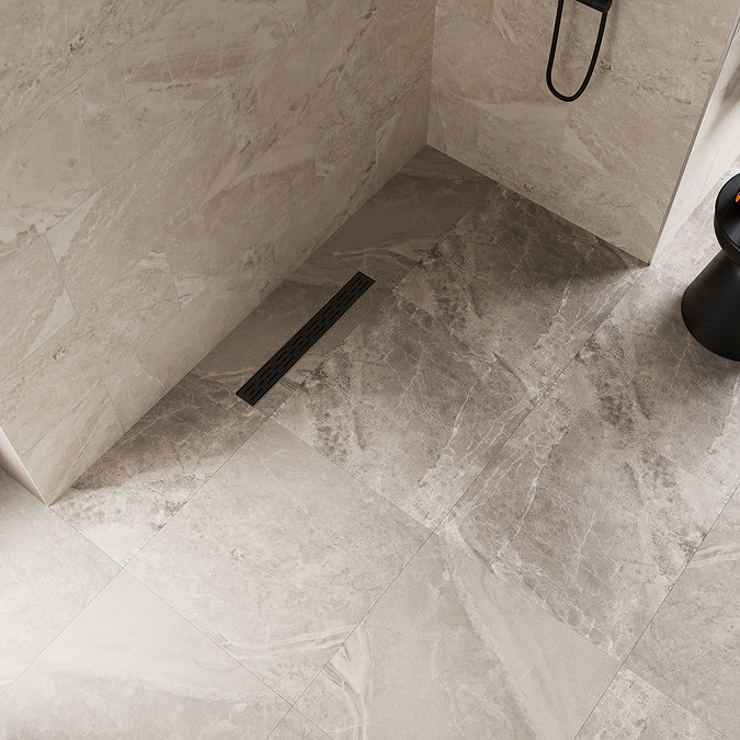 Imperia 600 Linear Wet Room Rectangular Tray Former Kit (Offset Centre Waste in Matt Black) 1800 x 900 x 30mm