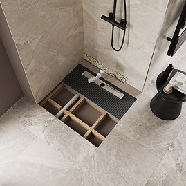 Imperia 600 Linear Wet Room Square Tray Former Kit (End Waste in Brushed Brass)