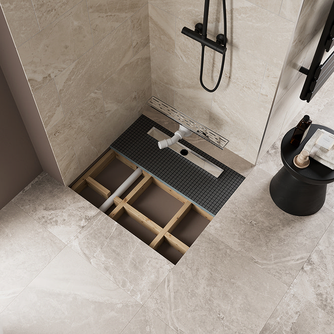 Imperia 600 Linear Wet Room Square Tray Former Kit (End Waste in Chrome)