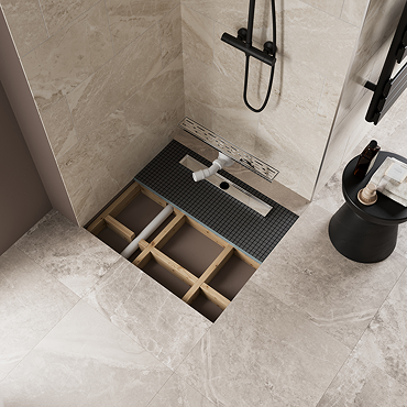 Imperia 600 Linear Wet Room Square Tray Former Kit (End Waste in Chrome)