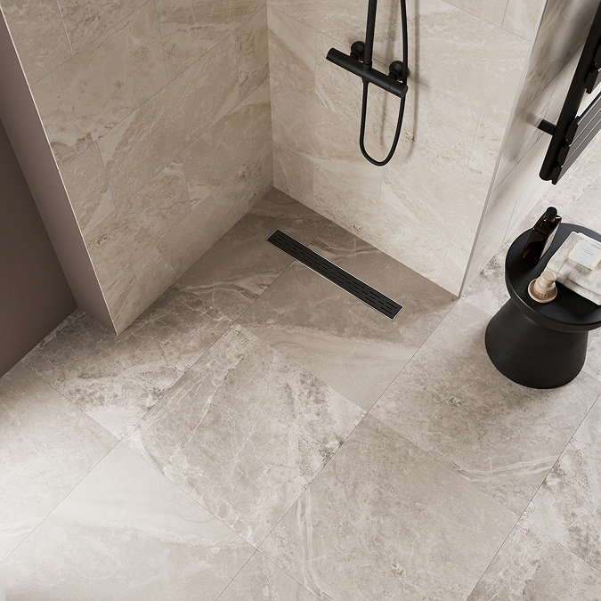 Imperia 600 Linear Wet Room Square Tray Former Kit (End Waste in Matt Black) 900 x 900 x 30mm