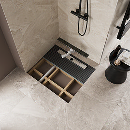 Imperia 600 Linear Wet Room Square Tray Former Kit (End Waste in Matt Black)