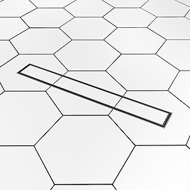 Imperia 600 Matt Black Linear Tileable Drain Cover Wetroom Waste Kit