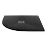 Imperia 800 x 800mm Black Slate Effect Quadrant Shower Tray + Graphite Waste