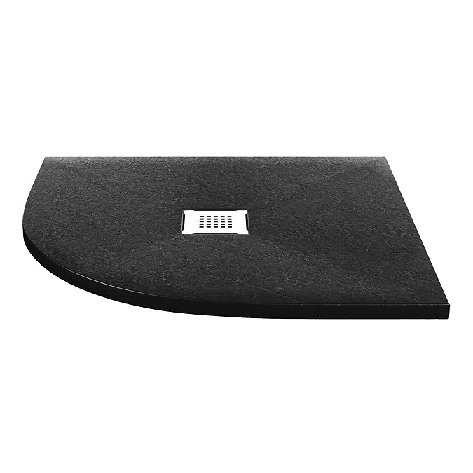 Imperia 800 x 800mm Black Slate Effect Quadrant Shower Tray + White Waste