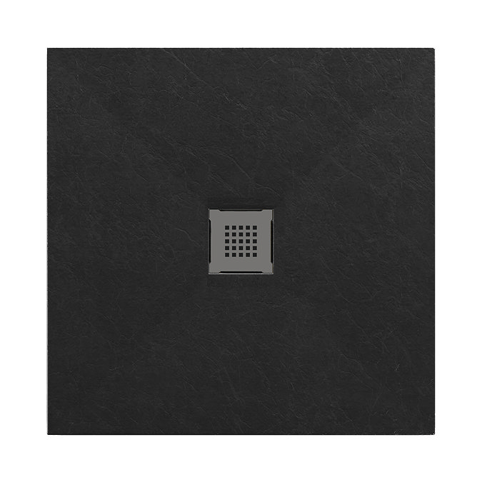 Imperia 800 x 800mm Black Slate Effect Square Shower Tray + Graphite Waste
