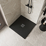 Imperia 800 x 800mm Black Slate Effect Square Shower Tray + Graphite Waste