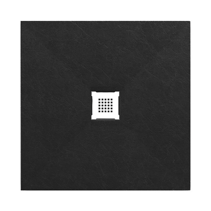 Imperia 800 x 800mm Black Slate Effect Square Shower Tray + White Waste