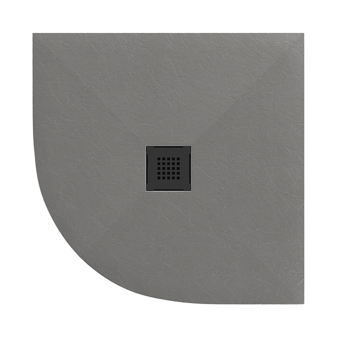 Imperia 800 x 800mm Graphite Slate Effect Quadrant Shower Tray + Black Waste