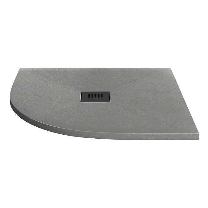 Imperia 800 x 800mm Graphite Slate Effect Quadrant Shower Tray + Black Waste