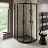 Imperia 800 x 800mm Graphite Slate Effect Quadrant Shower Tray + Black Waste