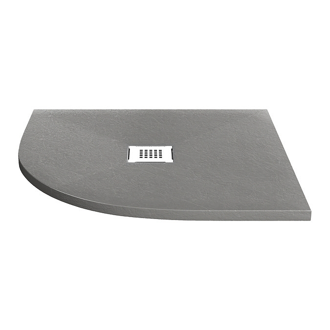 Imperia 800 x 800mm Graphite Slate Effect Quadrant Shower Tray + White Waste