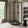Imperia 800 x 800mm Graphite Slate Effect Quadrant Shower Tray + White Waste